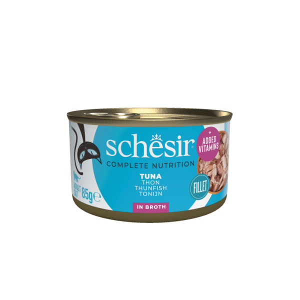 Schesir Schesir tonijn (in bouillon) natvoer kat (blikjes) 1 tray (12 x 85 g)