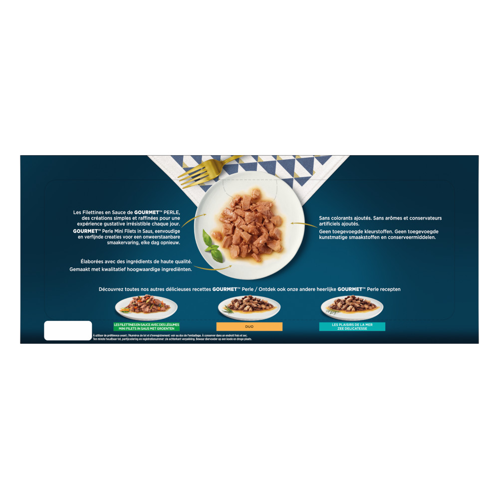 Gourmet Perle Mini Filet in saus - kalkoen/eend/tonijn/lam nat kattenvoer 85 gr zakjes