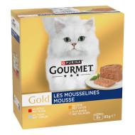 Gourmet Gold Mousse met tonijn, lever, kalkoen, rund natvoer kat 2 verpakkingen (96 x 85 g)