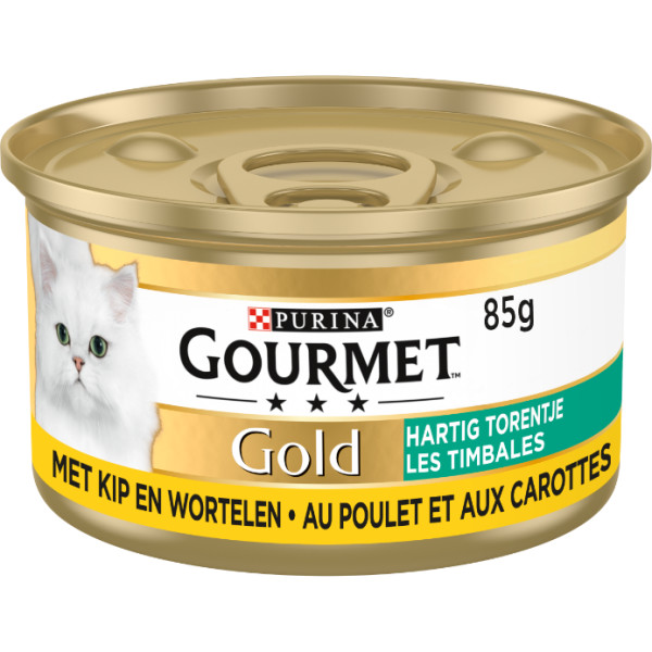 Gourmet Gourmet Gold Hartig Torentje met kip en wortel natvoer kat (24x85 g) 2 trays (48 x 85 g)