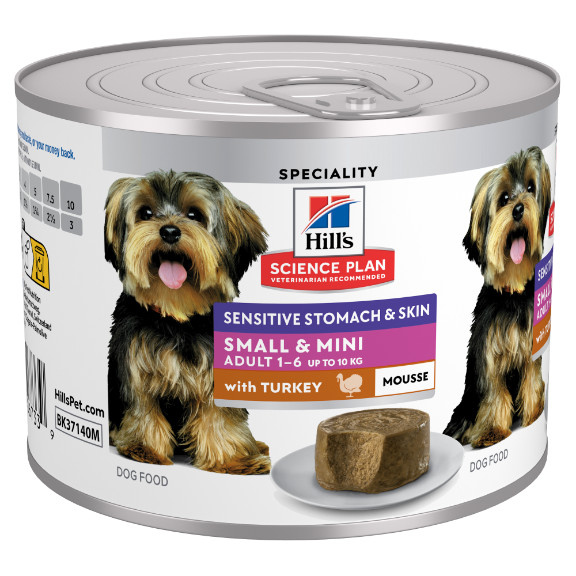 Hill's Adult Sensitive Stomach & Skin Small & Mini nat hondenvoer met kalkoen blik