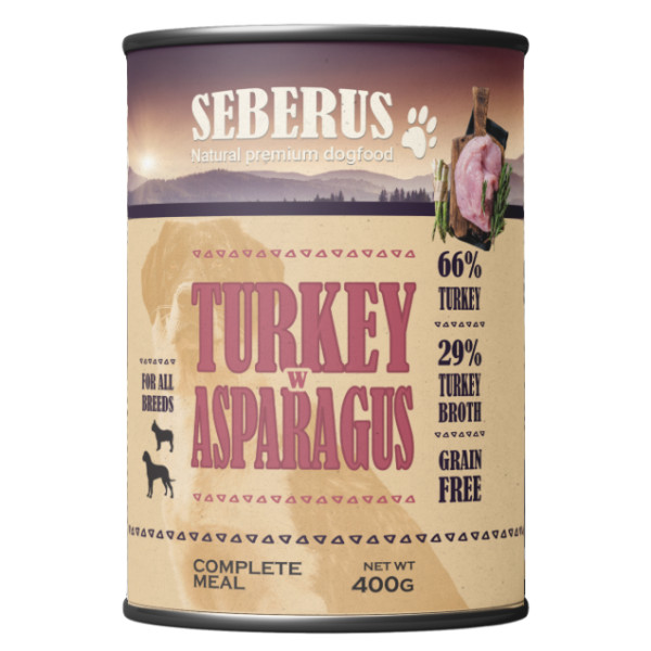 Seberus Seberus Turkey w/Asparagus graanvrij natvoer hond 6 x 400 g