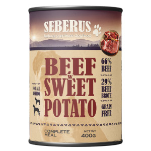 Seberus Beef w/Sweet Potato graanvrij natvoer hond 12 x 400 g