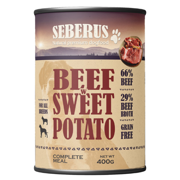Seberus Seberus Beef w/Sweet Potato graanvrij natvoer hond 6 x 400 g