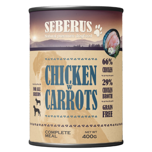 Seberus Seberus Chicken w/Carrots graanvrij natvoer hond 12 x 400 g