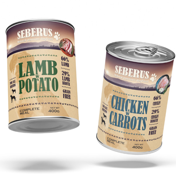 Seberus Seberus Chicken & Lamb graanvrij natvoer hond - mixtray 6 x 400 g