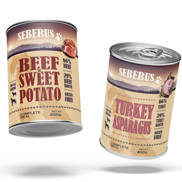 Seberus Seberus Beef & Turkey graanvrij natvoer hond - mixtray 6 x 400 g