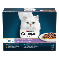 Gourmet Perle Land en Zee Duo vis en vleescombinaties natvoer kat (85 g) 1 doos (12 x 85 g)