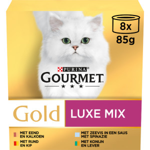 Gourmet Gold 8-Pack Luxe Mix kattenvoer 6 doosjes (48 blikken)