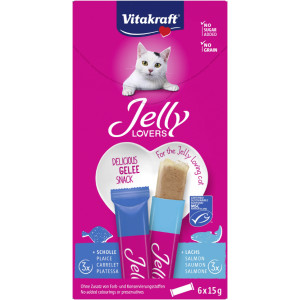 Vitakraft Jelly Lovers met zalm & schol kattensnack (6 x 15 g) 11 verpakkingen afbeelding