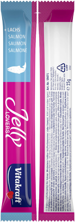 Vitakraft Jelly Lovers met zalm & schol kattensnack (6 x 15 g)
