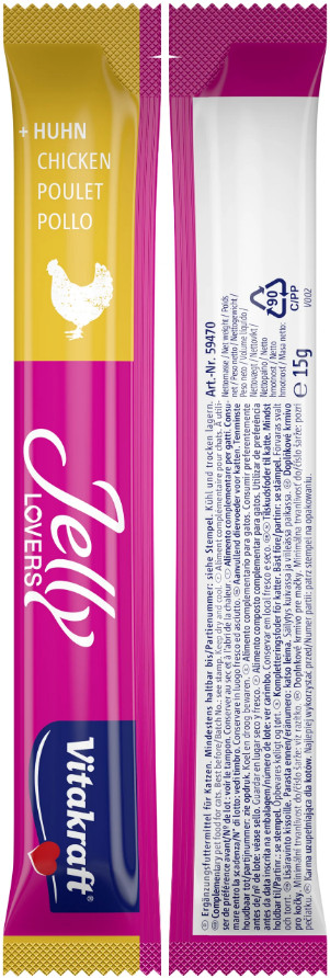 Vitakraft Jelly Lovers met kip & kalkoen kattensnack (6 x 15 g)
