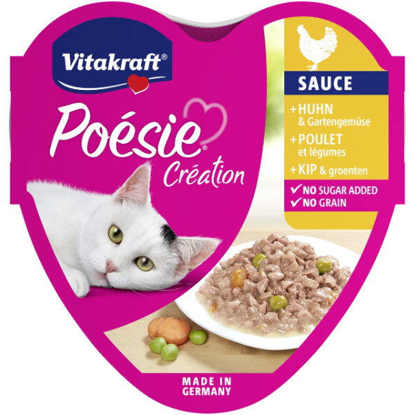 Vitakraft Vitakraft Poésie Création met kip en groenten in saus natvoer kat (15 x 85 g) 3 verpakkingen