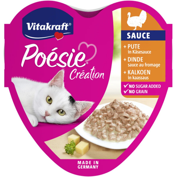 Vitakraft Vitakraft Poésie Création met kalkoen in kaassaus natvoer kat (15 x 85g) 3 verpakkingen