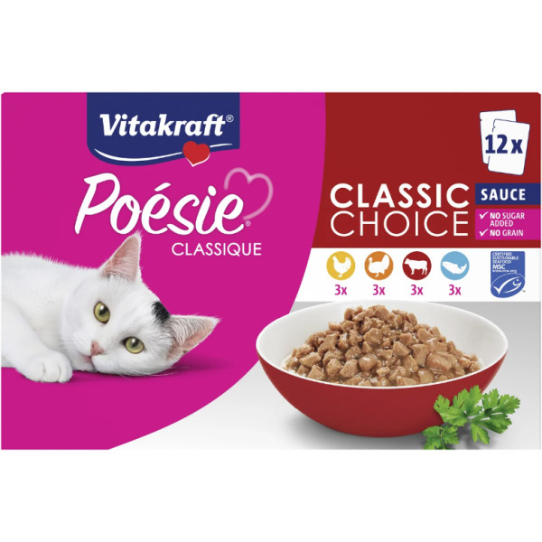 Vitakraft Vitakraft Poésie Classique Classic Choice in saus natvoer kat (12 x 85 g) 1 verpakking (12 x 85 g)