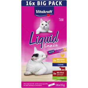 Vitakraft Liquid Snack met kip en rund voor katten multipack (16 x 15 g) 3 verpakkingen afbeelding