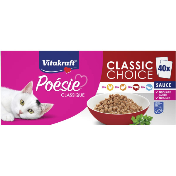Vitakraft Vitakraft Poésie Classique Classic Choice in saus natvoer kat big pack (40 x 85 g) Per verpakking