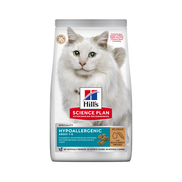 Hill's Hill's Adult Hypoallergenic met ei en insectproteine kattenvoer 2 x 7 kg