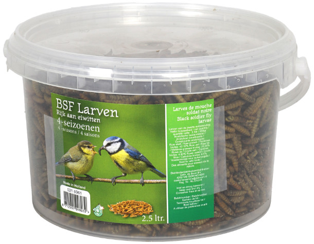Black Soldier Fly gedroogde larven voor tuinvogels