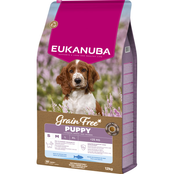 Eukanuba Eukanuba Puppy & Junior S/M graanvrij zeevis hondenvoer 2 x 12 kg