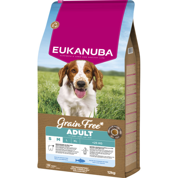 Eukanuba Eukanuba Adult S/M graanvrij zeevis hondenvoer 2 x 12 kg