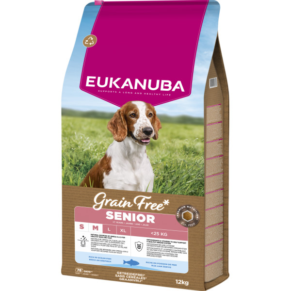 Eukanuba Eukanuba Senior Small & Medium met zeevis graanvrij hondenvoer 12 kg