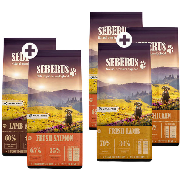 Seberus Seberus hondenvoer probeerpakket 3 kg Fresh Chicken + 3 kg Fresh Lamb + 3 kg Fresh Salmon