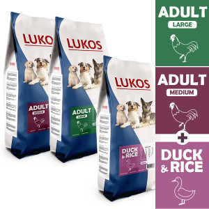 Lukos probeerpakket -met gevogelte en met eend- premium hondenvoer