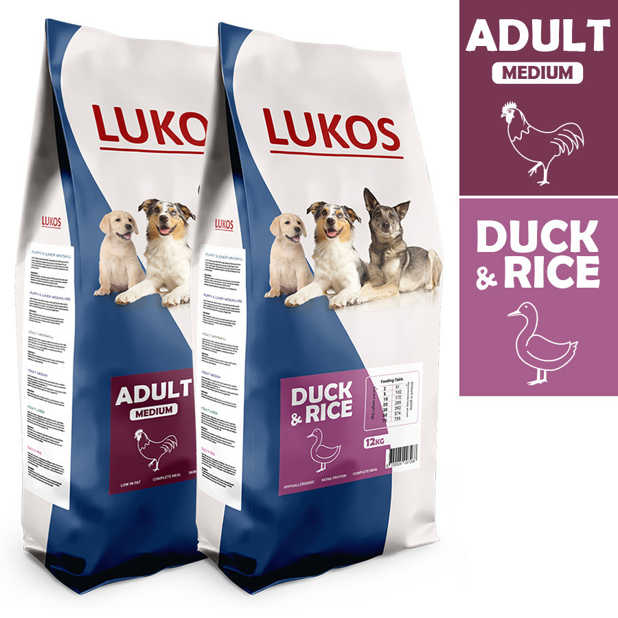 Lukos probeerpakket - met gevogelte en met eend - premium hondenvoer