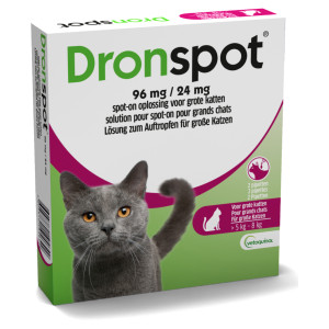 Dronspot 96 mg/24 mg Spot-on oplossing grote kat (5- 8 kg) 2 pipetten afbeelding