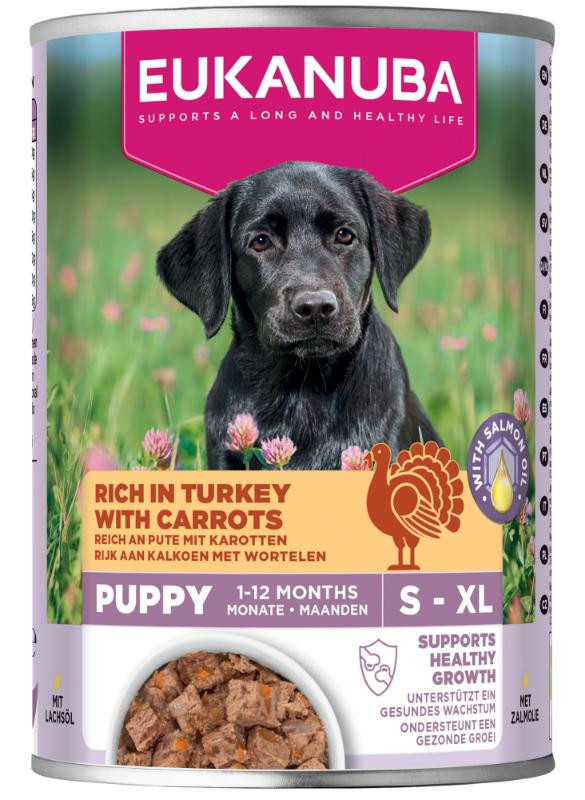 Eukanuba Puppy met kalkoen en wortel natvoer hond