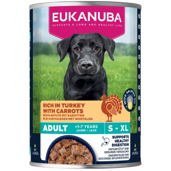 Eukanuba Eukanuba Adult met kalkoen en wortel natvoer hond 8 trays (48 x 400 g)