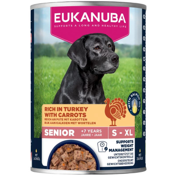 Eukanuba Eukanuba Senior met kalkoen en wortel natvoer hond 2 trays (12 x 400 g)
