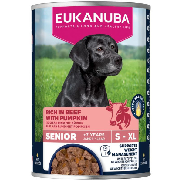 Eukanuba Eukanuba Senior met rund en pompoen natvoer hond 8 trays (48 x 400 g)