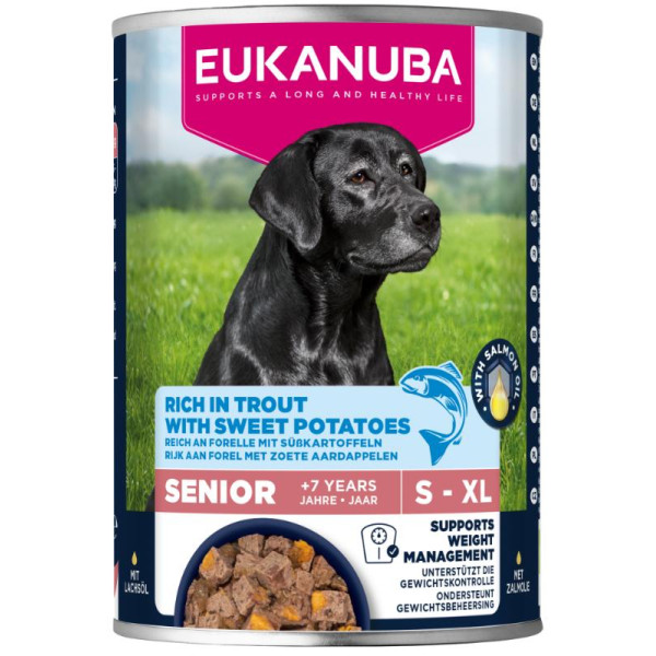 Eukanuba Eukanuba Senior met forel en zoete aardappel natvoer hond 1 tray (6 x 400 g)