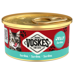 Voskes Jelly sardines natvoer kat 1 tray (24 x 85 g)