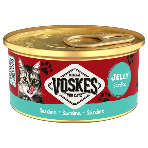 Voskes Voskes Jelly sardines natvoer kat 1 tray (24 x 85 g)