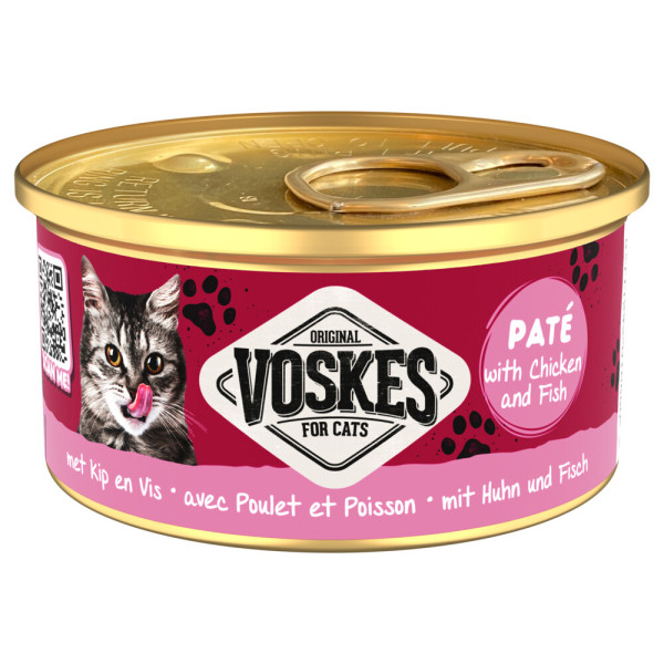 Voskes Voskes Paté met kip en vis natvoer kat 1 tray (24 x 85 g)