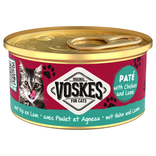 Voskes Voskes Paté met kip en lam natvoer kat 1 tray (24 x 85 g)