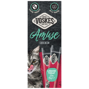 Voskes Liquid Treat kip kattensnack 1 verpakking (20 x 15 g)