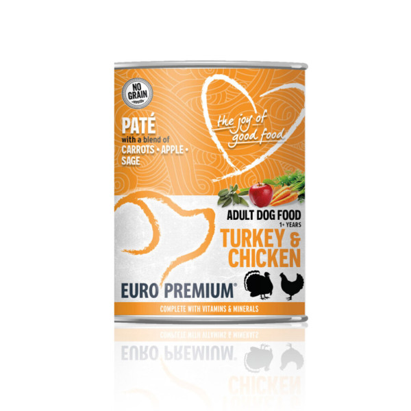 Euro Premium Euro Premium Adult kalkoen en kip paté natvoer hond 1 tray (6 x 400 g)