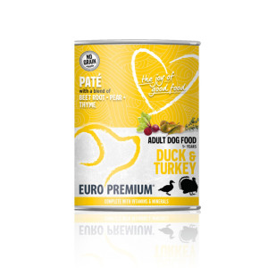 Euro Premium Adult eend en kalkoen paté natvoer hond 1 tray (6 x 400 g)