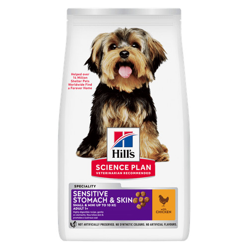 Hill's Adult Sensitive Stomach & Skin Small & Mini met kip hondenvoer