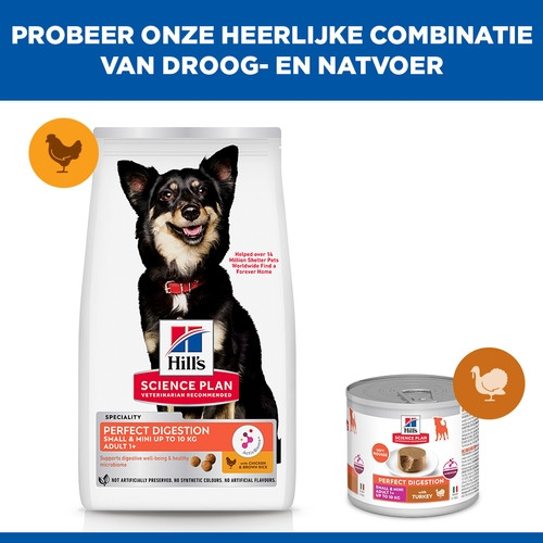 Hill's Adult Perfect Digestion Small & Mini met kip & bruine rijst hondenvoer