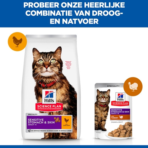 Hill's Adult Sensitive Stomach & Skin met kip kattenvoer