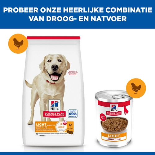 Hill's Adult Light Large Breed met kip hondenvoer