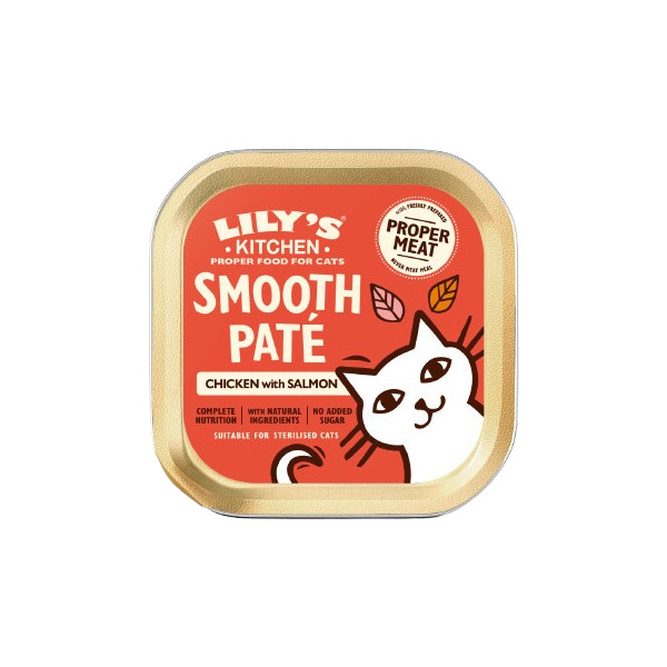 Lily's Kitchen Lily's Kitchen Paté kip met zalm natvoer kat 1 tray (19 x 85 g)