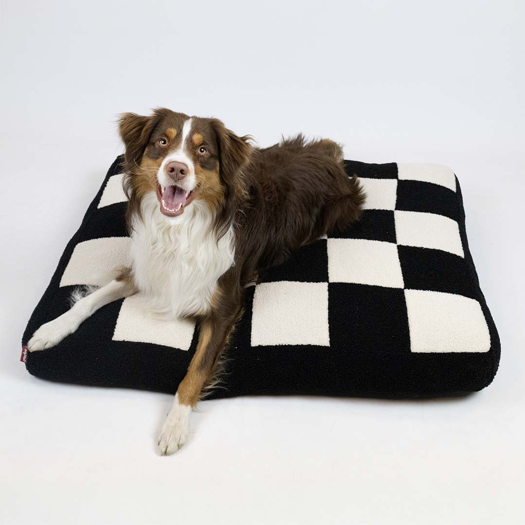 Cozy Block hondenkussen zwart/wit