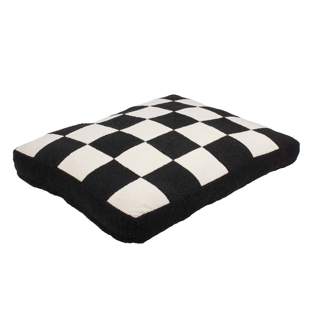 Cozy Block hondenkussen zwart/wit