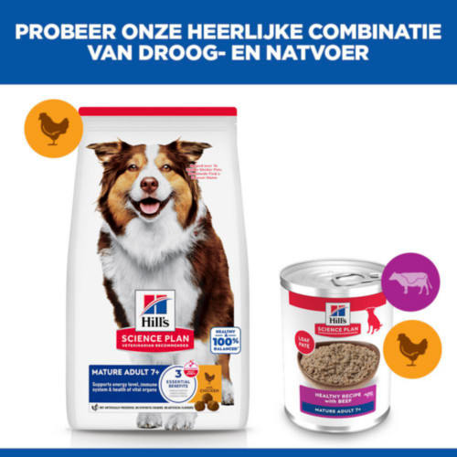 Hill's Mature Adult 7+ nat hondenvoer met rund blik